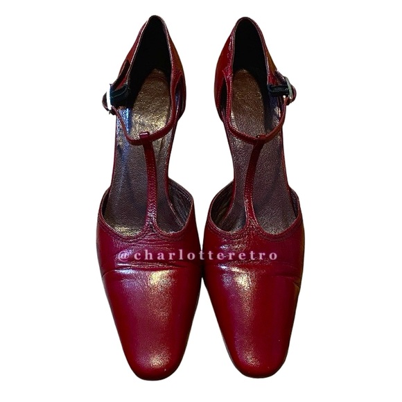 vtg Coach Leather T-Strap Mary Jane Heels • Italy - Picture 1 of 15
